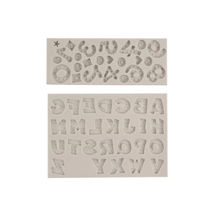 Zweiteiliges Silikon-Formen-Set für Buchstaben und Zahlen mit Sternmuster für Gips