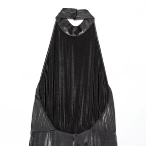 Combinaison dos nu chic à paillettes noires avec pantalon ample et design élégant