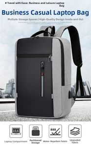 Detail van 15,6 inch laptopvak en USB-oplaadpoort op waterdichte rugzak voor heren