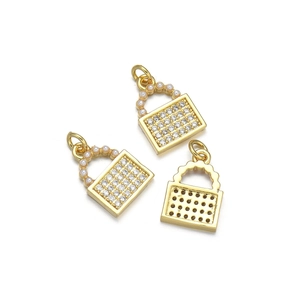 Gold star flower pendants with micro-pave crystals and pearl accents for DIY necklaces
