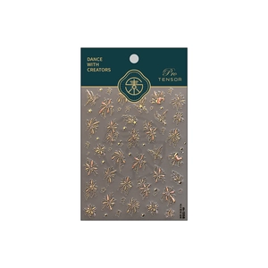 Colorful vintage French style firework nail stickers in gold and metallic bronze on packaging