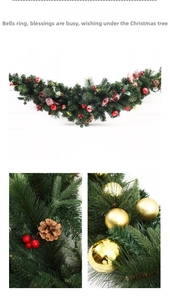 Detailed view of Christmas wreath featuring pine needles, red berries and checkered bow