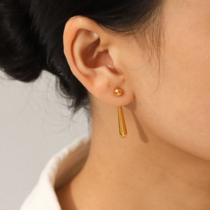 Minimalist 18K gold plated stainless steel ball studs with elegant teardrop pendants