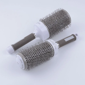 Set of two professional 53mm thermal ceramic round brushes with grey ionic nano barrels