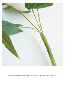 Detail of green artificial vine stem with flexible inner wire for DIY home floral decor