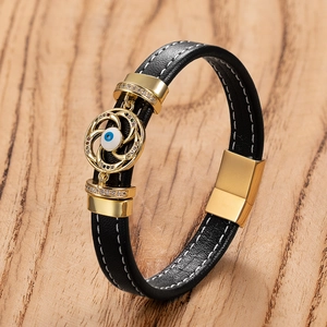 Bracciale In Pelle Malocchio Con Chiusura Magnetica In Acciaio Inossidabile Gioielli Punk Mano Di Fatima Uomo Donna