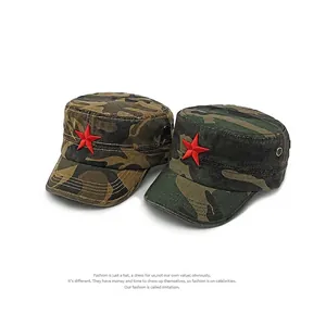 Katoenen camouflage militaire petten met geborduurde ster voor zonbescherming buiten