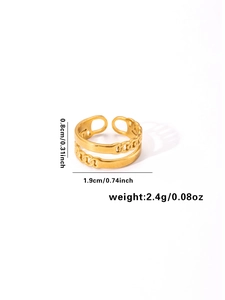 Detail view of a gold double-layer chain ring showing 0.8cm width and 1.9cm diameter