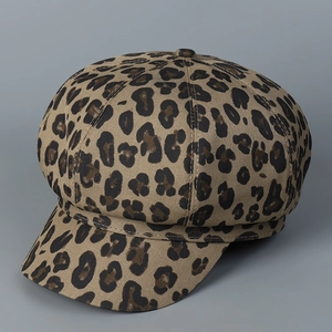 Fashionable leopard print newsboy cap with classic octagonal shape and breathable fabric