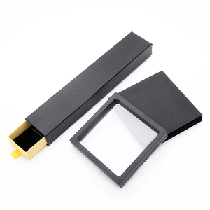 Minimalist black PET membrane jewelry storage box with drawer paper packaging set