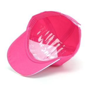 Detail of rose pink kids sequin baseball cap with adjustable strap and inner lining