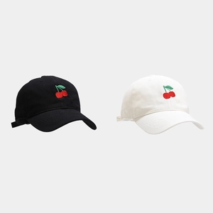 Cherry Embroidery Baseball Cap Cotton Adjustable Dad Hat Sun Protection Casual Soft Top Outdoor For Women Men