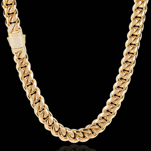 Hip Hop Cuban Link Αλυσίδα Κολιέ Από Ανοξείδωτο Χάλυβα Με Κούμπωμα Με Στρας Κοσμήματα Στυλ Μαϊάμι