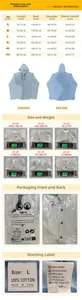 Detailed size chart for men cotton long sleeve shirt with measurements and care guide