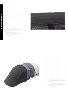 Détail de la casquette plate en coton rayé montrant les coutures et coloris disponibles