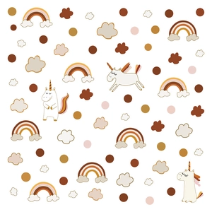 Boho rainbow unicorn wall stickers for kids nursery in warm earth tones for room decor