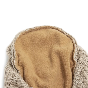 Winter knit beret with thick fleece lining and warm cable knit texture for men