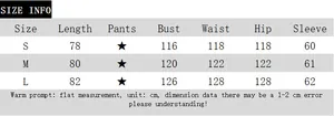 Size chart showing length, bust, waist, and hip measurements for the long sleeve blazer