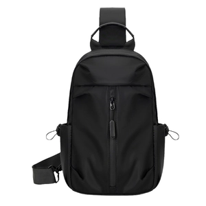 Classic black men's Oxford chest bag with waterproof fabric and multi-pocket layout