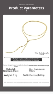 Detailed view of adjustable golden titanium steel snake chain with full dimensions