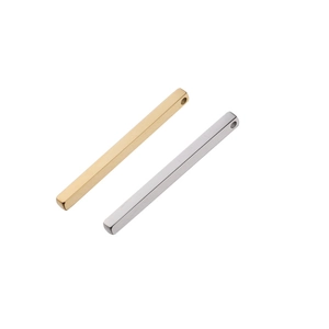 Polished gold and silver rectangular stainless steel pendants with hanging holes