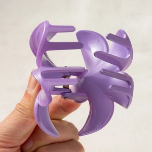 Large gradient purple frangipani hair claw clip for elegant women ponytail hairstyle
