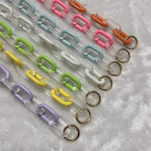 Colorful acrylic chain links with gold spring buckles for bags and phone accessories