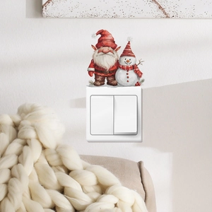 Christmas Switch Stickers PVC Cartoon Gnome Snowman Removable Wall Decals For Home Holiday Decoration