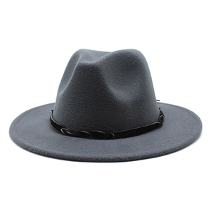 Wide Brim Fedora Hat Cotton Polyester Felt Jazz Cap With Black Braided Band For Men Women Fall Winter Fashion Flat Top