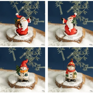Detailed dimensions and weight for resin Santa and Snowman Christmas table ornaments
