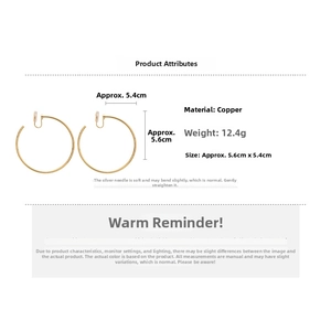 Detailed specs of gold geometric hoop earrings made of copper with silver needles