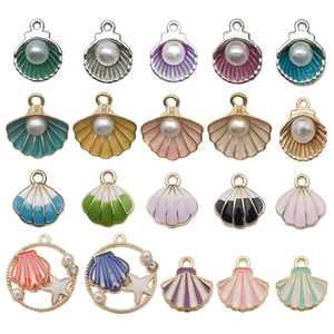 Alloy Enamel Ocean Shell Starfish Charms With Faux Artificial Pearl For DIY Necklace Bracelet Keychain Women Jewelry Making Pendants