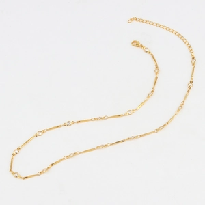 Gold plated copper necklace with colorful zircon chain and lobster clasp closure