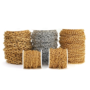 18k gold and silver stainless steel curb chain rolls for DIY jewelry making