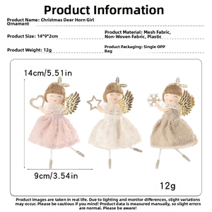 Detailed size specifications for Christmas reindeer girl pendants with mesh wing accents