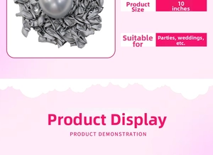 Detail of 10-inch metallic silver latex balloon for wedding and party decorations