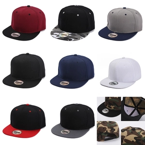 Grid view of various snapback hats featuring camouflage and diverse color block combinations
