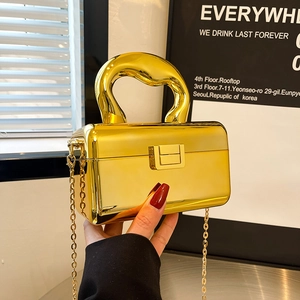 Acrylic Mirror Box Bag Evening Clutch For Women With Chain Strap And Unique Metal Handle Party Shoulder Handbag