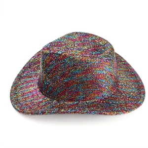 Colorful sequin western cowboy hat with vibrant glitter finish for parties and festivals