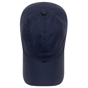 Quick-dry breathable dark blue sports baseball cap with laser-cut holes for outdoor sun protection