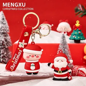 Cute Christmas snowman pig keychain with red silicone wristband and gift box setting
