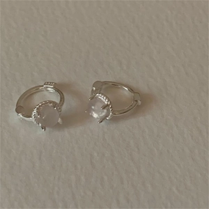Elegant 925 sterling silver hoop earrings featuring cat eye stone and rope edge details