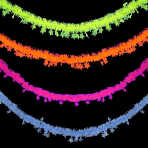 Ghirlanda di stelle neon macaron in giallo, arancione, rosa e blu per decorazioni