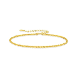 S925 sterling silver gold-plated textured chain bracelet with adjustable lobster clasp