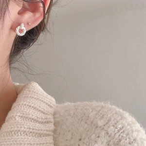 Elegant 925 sterling silver twist hoop earrings for women with minimalist rope texture