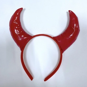 Serre-tête cornes de diable rouge brillant en similicuir pour fête d'Halloween