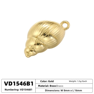 Detailed macro view of a 16mm gold-plated brass shell charm for DIY jewelry making