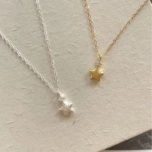 Minimalist 925 sterling silver star pendant necklaces with cubic zirconia in gold and silver