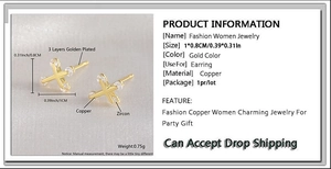 Detailed size and material chart for 18k gold plated cross stud earrings with dimensions