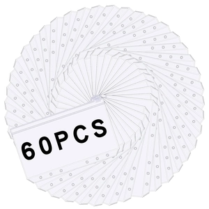 Set of 60 clear PVC A6 6-hole binder zipper pockets arranged in a fanned-out display